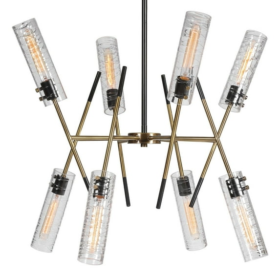 Uttermost Telesto 8-Light Steel and Glass Linear Pendant in Black/Brass