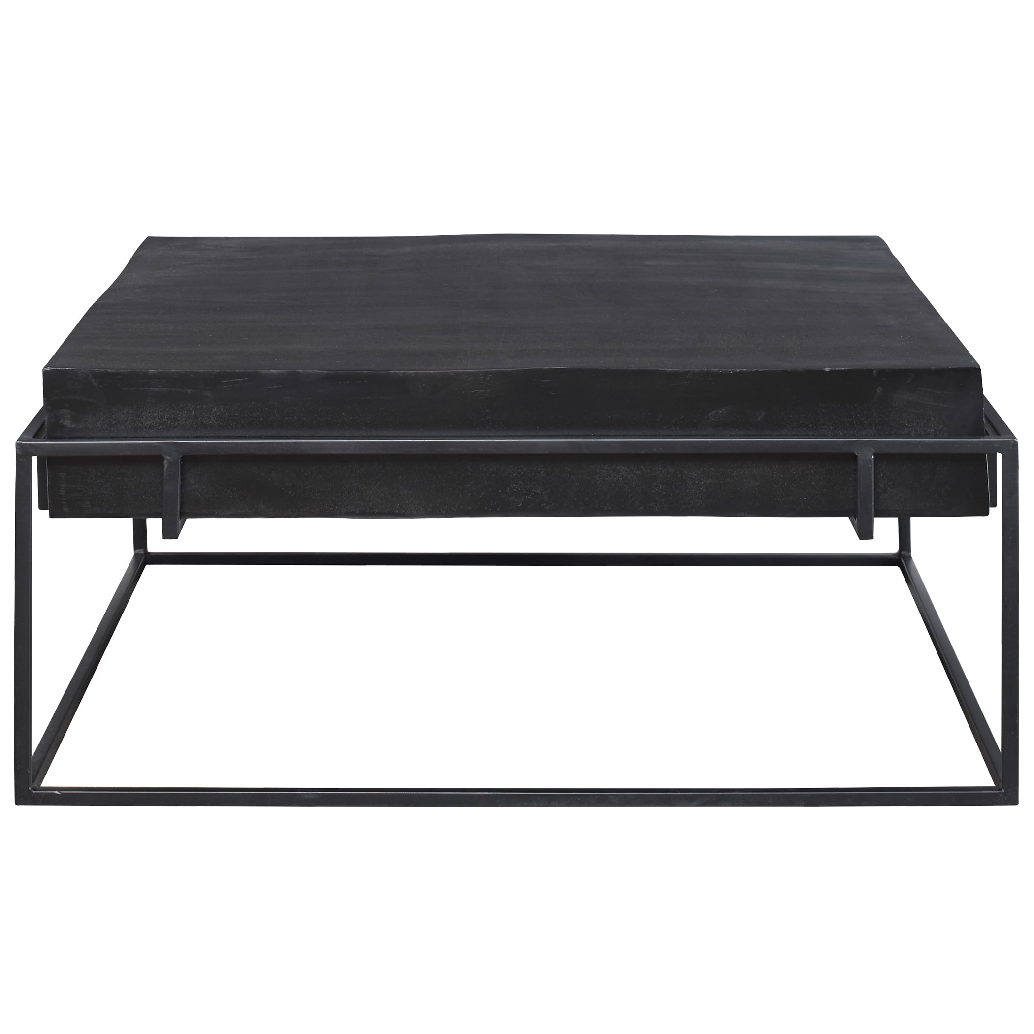 Telone Dark Oxidized Black Cast Aluminum and Iron Coffee Table