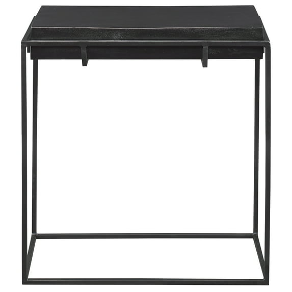 Uttermost Telone Iron Metal and Aluminum Side Table in Antique Black