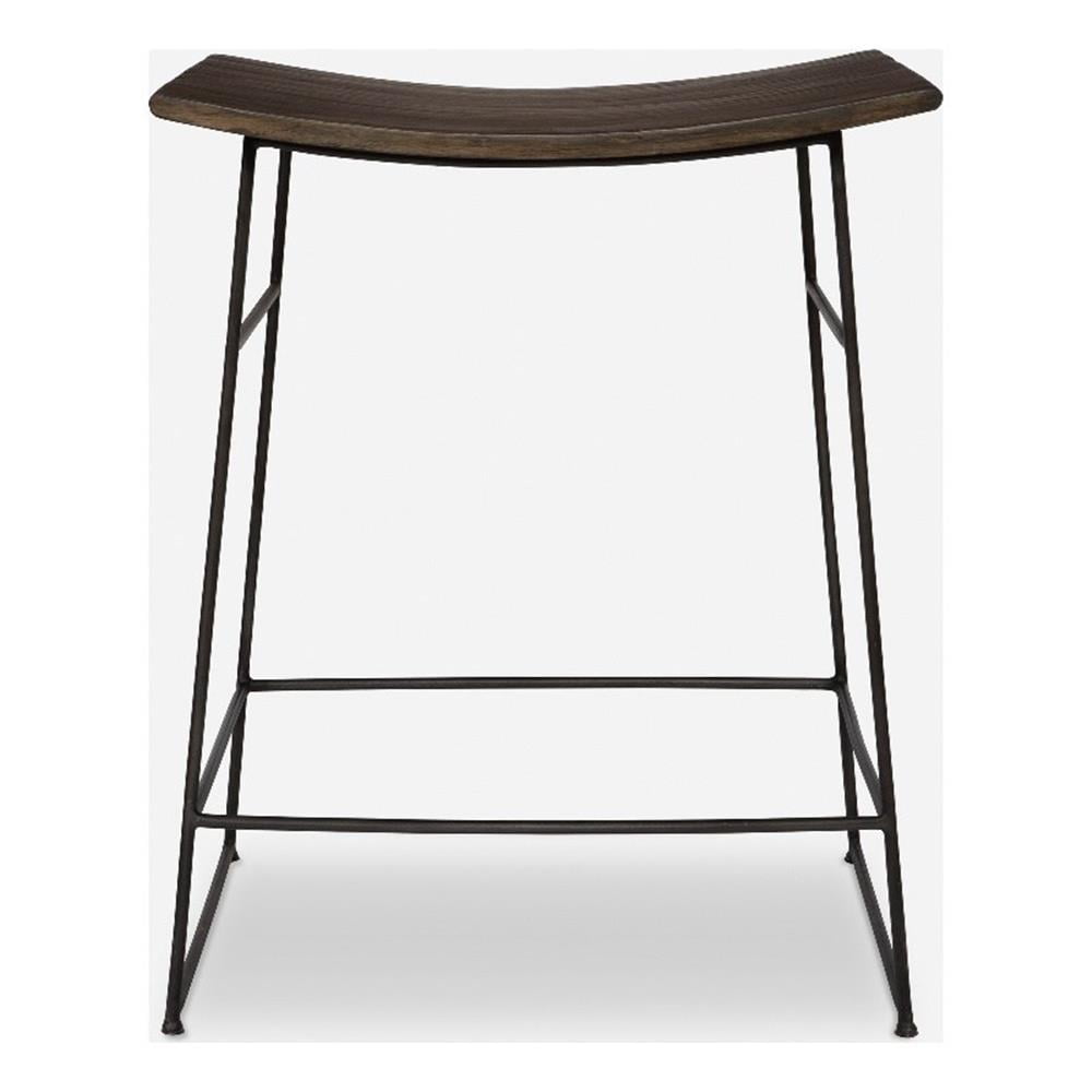 Walnut and Dark Gunmetal Rustic Counter Stool