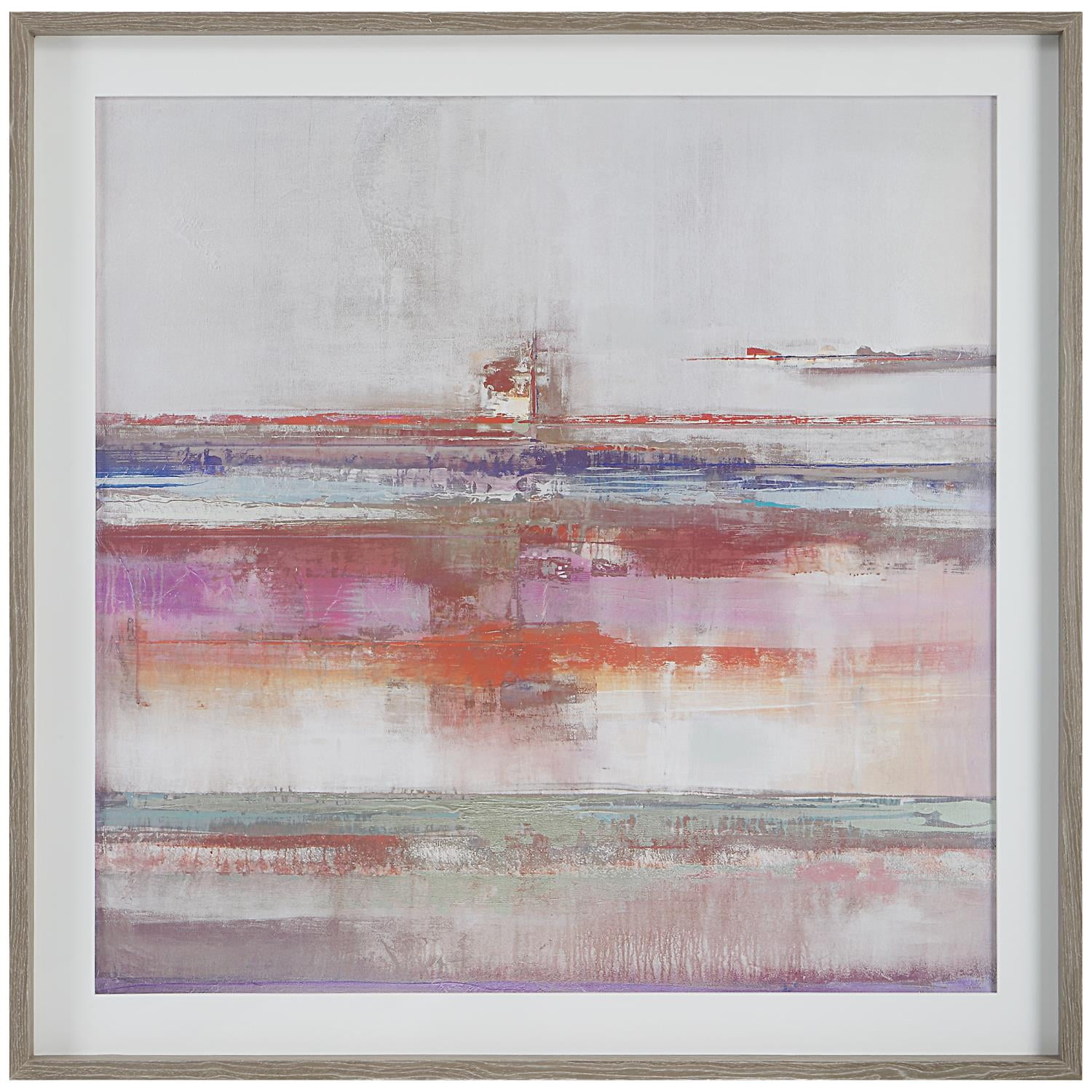Large Multicolor Abstract Canvas Print with Oak Frame