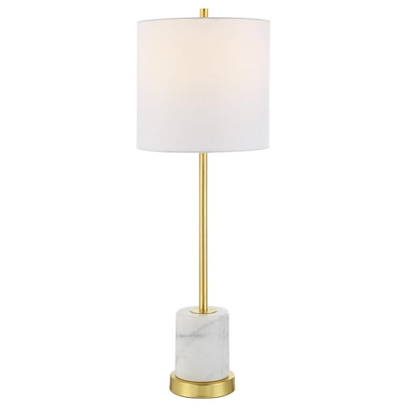 Uttermost Turret Transitional Marble Metal and Fabric Buffet Lamp in Brass/Gold