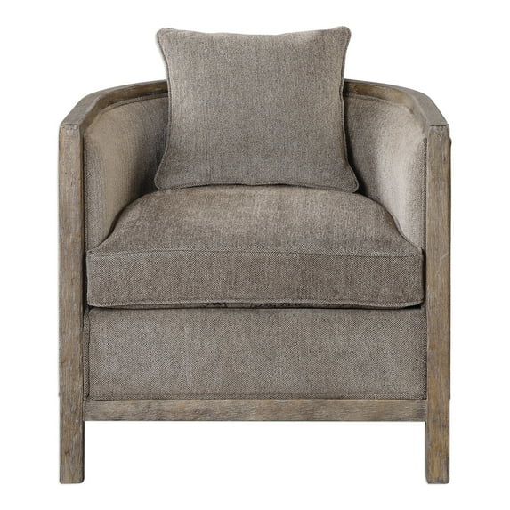 Uttermost Viaggio Contemporary Wood and Fabric Accent Chair in Gray