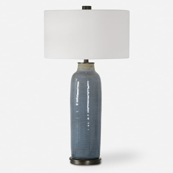Uttermost Vicente Contemporary Steel and Fabric Table Lamp in Slate Blue