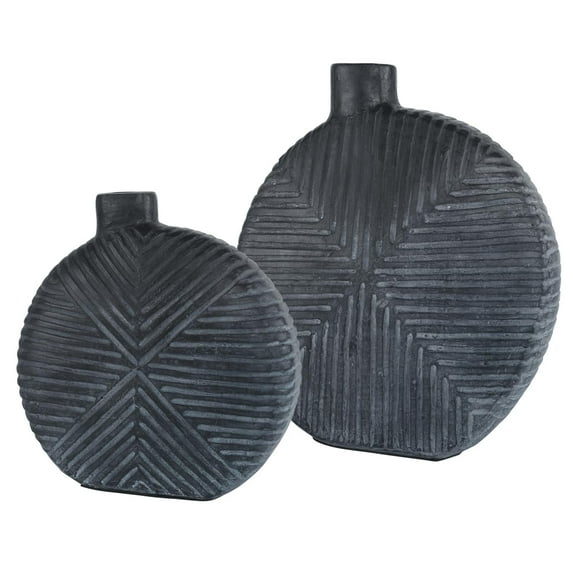 Uttermost Viewpoint Aged Black Vases Set of 2
