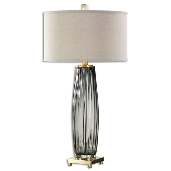 Uttermost Vilminore Metal and Glass Table Lamp in Gray/Brass/Beige