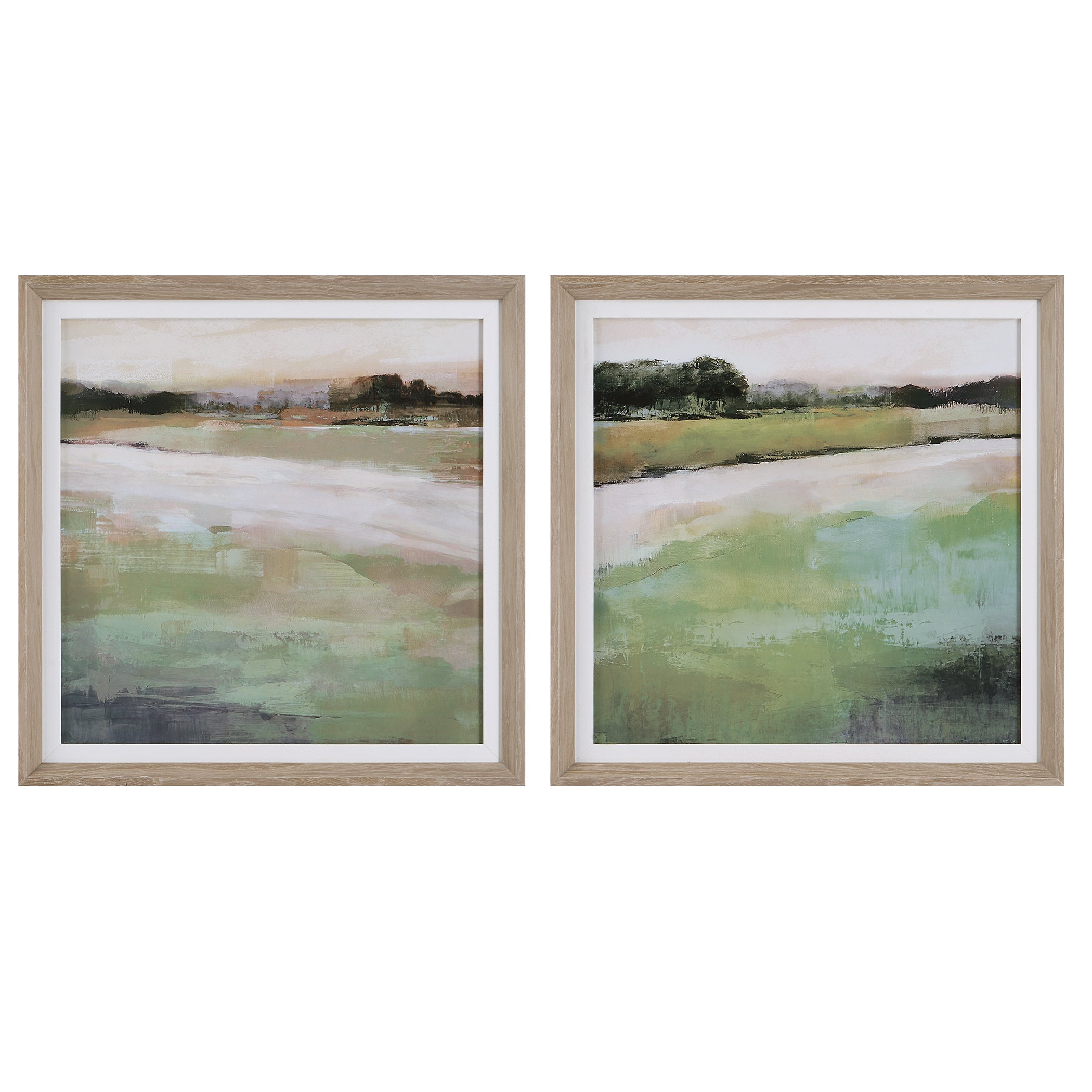 Uttermost Vivid Vista Linen and Pine Wood Framed Prints - Brown/Green (Set of 2)