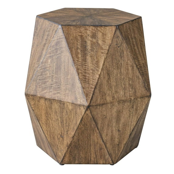 Uttermost Volker Contemporary Wood Geometric Accent Table in Woodtone Brown