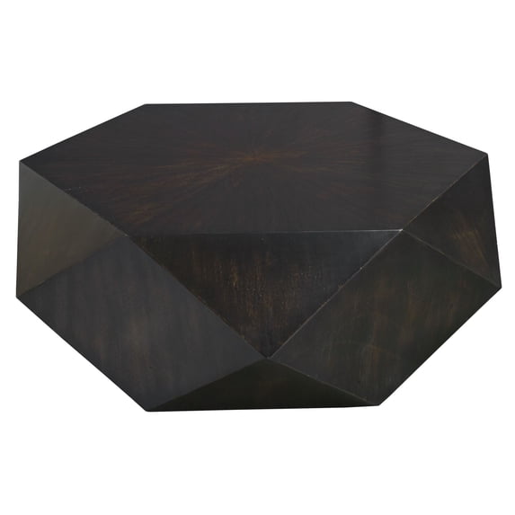 Uttermost Volker Small Geometric Wood Coffee Table in Worn Black