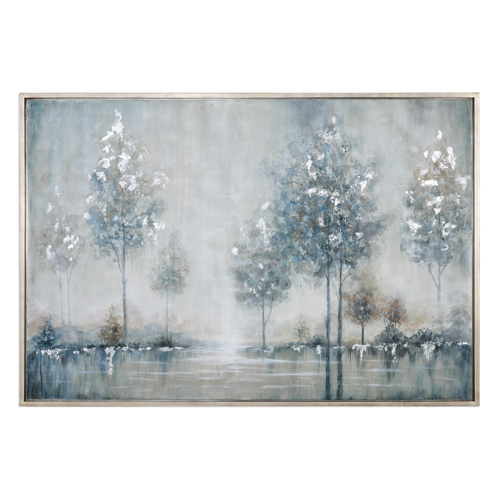 Walk in the Meadow Multicolor Canvas Landscape Art with Silver Frame