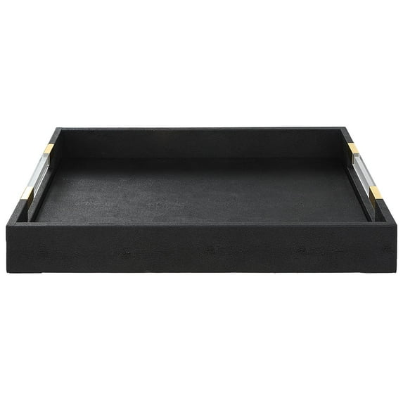 Uttermost Wessex Contemporary MDF Wood and Faux Shagreen Tray in Black