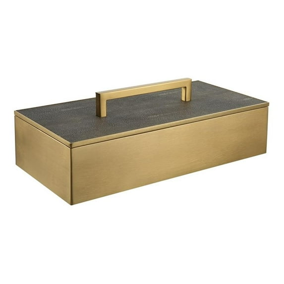 Uttermost Wessex Traditional Metal/Faux Shagreen Decorative Box in Brass/Black