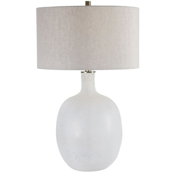 Uttermost Whiteout Mottled Glass and Fabric Table Lamp in Aged White