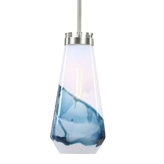 Uttermost Windswept 1-Light Coastal Steel and Glass Mini Pendant in Blue/White