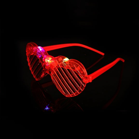 UttpKLBx 2024 New Light Up Glasses Party Supplies Glow Glasses Costumes Neon Flashing Plastic Shutter Shades Kids/Adult Glow In Dark Party Favors Must Have Beach Items (Red)