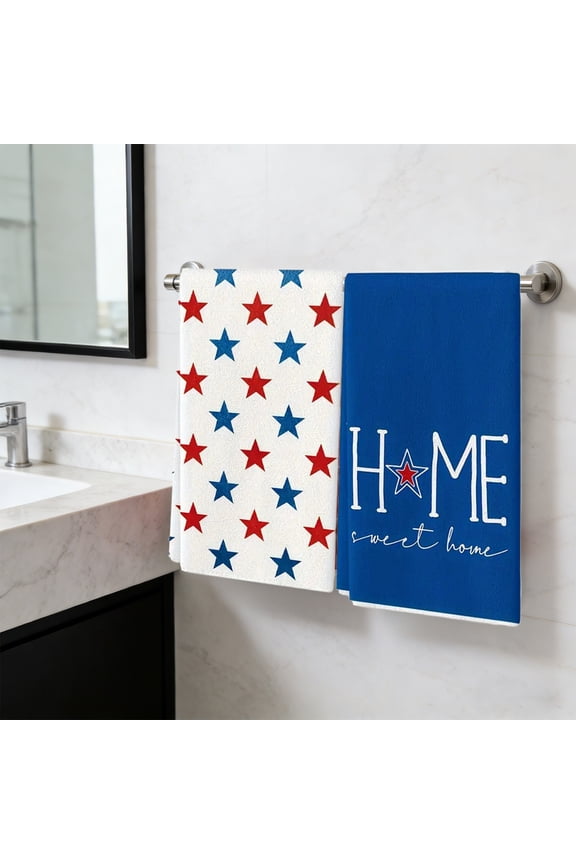 4th of July Kitchen Towels - Set of 2 Patriotic Dish Hand Towels - USA Flag Absorbent Towel for Cooking Baking BBQ
