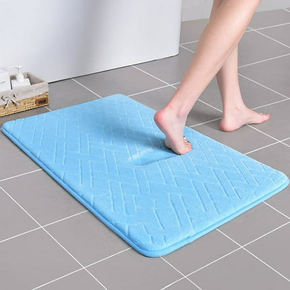 UttpKLBx Aesthetic Bathroom Rugs Bathroom Rugs Non Slip Washable Memory Foam Toilet Rug Super Water Absorbent Bath Mat, Bathroom Accessories Set (Blue)