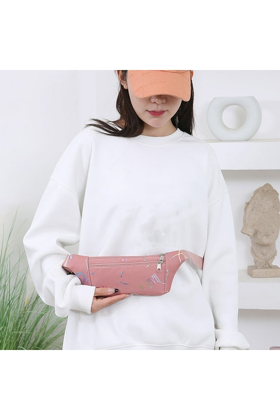 Aesthetic Office Supplies Mobile Phone Bag New Style Bag Women's Waist Bag Splashs Proof Chest Shoulder Bag Outdoor Sports Running Bag Men's Multifunctional Shoulder Bag (Pink)