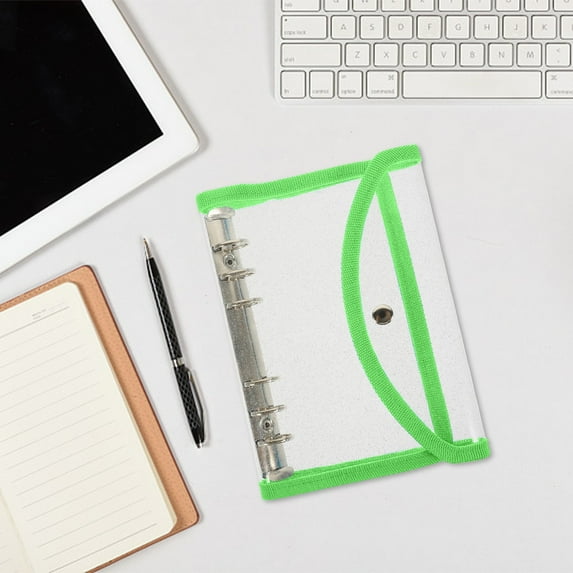 UttpKLBx Aesthetic School Supplies Wrapped Loose-leaf PVC Transparent Case New Travel Account Book Durable Office Supplies (Green)