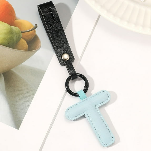 UttpKLBx Aesthetic Stationary 2024 New Leather English Letter Keychain Hanger Car Keychain Bag Accessories School Essentials (T)