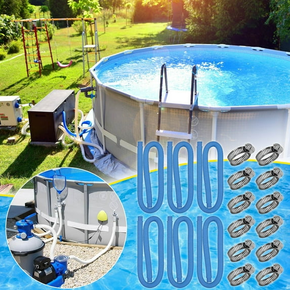 UttpKLBx All Pool Toys and Floats 6-Piece Set 1.25-Inch Pool Hose 39-Inch Long Accessory Pool Pump Replacement Hose Above Ground Pool Filter Pump Using 1 1/4 Diameter Hose Outdoor Products (Blue)