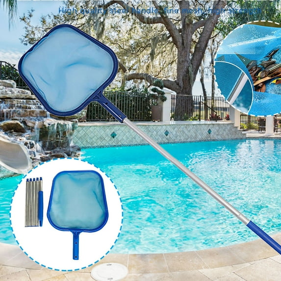 UttpKLBx All Pool Toys and Floats Profession Leaf Rake Mesh Frame Net Skimmer Cleaner Swimming Pool Tool With 5 Assembly Rods Beach Supplies (A)