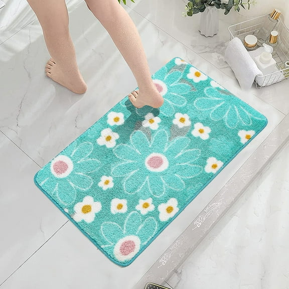 UttpKLBx Bathroom Rug Mat Non-Slip and Absorbent Bathroom Rugs Bathroom Rugs for Kids Quick Dry Diatomaceous Bath Mat, Halloween Bathroom Mat (Mint Green)