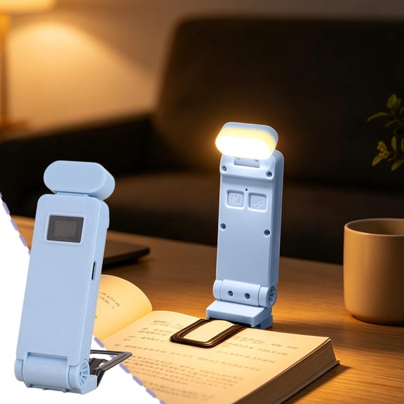 UttpKLBx Blue USB Rechargeable Clip Bookmark Night Light, Mini LED Desk Reading Lamp for Bedroom Office Travel, 4.3x1.4x0.5 Inch