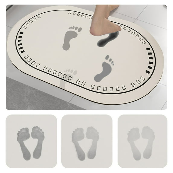 UttpKLBx Fluffy Absorbent Microfiber Bath Mat Absorbent Non Slip Bathroom Rug Memory Foam Mat Quick Dry Thin Bathroom Rugs, Luxury Home Essentials (White)