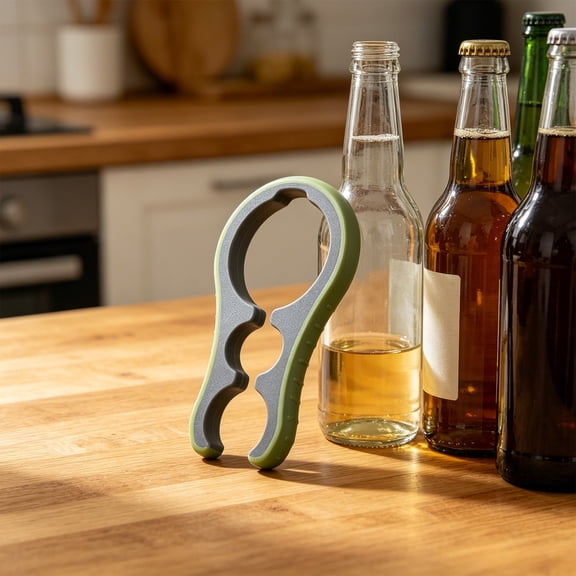 UttpKLBx Gray 3-in-1 Bottle Opener, Multi-Functional Jar Lid Gripper, Plastic Kitchen Tool for Twist-Off Beer Cap