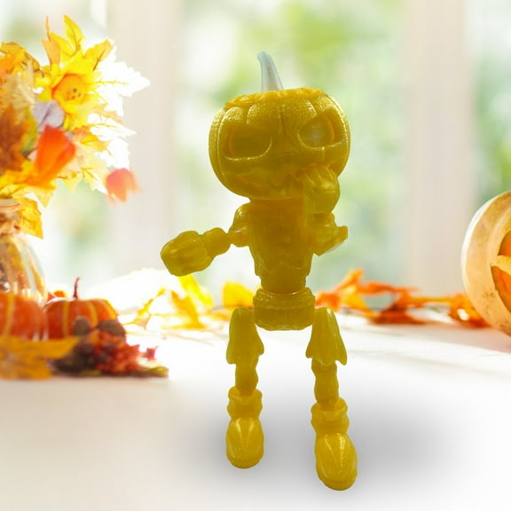 UttpKLBx Halloween 3D Printing Pumpkin Man, Halloween 3D Printed Robot Action Figures, Halloween Pumpkin Warrior Action Figure, Halloween Printing Pumpkin Man Luminous Ornament Gift (C)