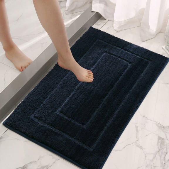 UttpKLBx Non-Slip Plush Carpet Extra Soft and Absorbent Microfiber Bath Mat Memory Foam Bath Rug Bathroom Floor Mat Set, Decor for Bathroom (Blue)