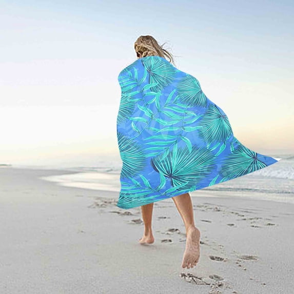 UttpKLBx Oversized Microfiber Beach Towel - Tropical Theme Quick Dry Highly Absorbent Sandproof Towel for Summer Swimming (27x59 in)