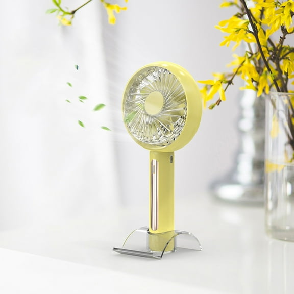 UttpKLBx Portable Automatic Remote Fan Bladeless Portable Mini Fans Evaporative Mini Air Conditioner Large Battery Operated Fan, for Room Bedroom Office Desk (Yellow)