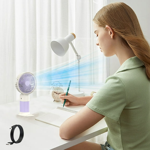 UttpKLBx Portable Office Air Conditioner Desk Rechargeable Fan USB Rechargeable Fan 12v Portable Air Conditioner, for Home Bedrooms (Purple)
