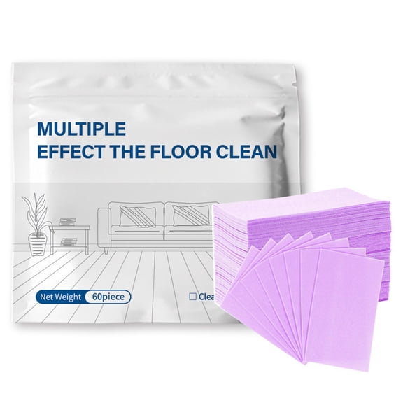 UttpKLBx Purple Multi-Effect Floor Cleaning Sheets 60-Pack, Floor Decontamination and Brightening Cleaner for Whole House, Home Spring Cleaning Essential