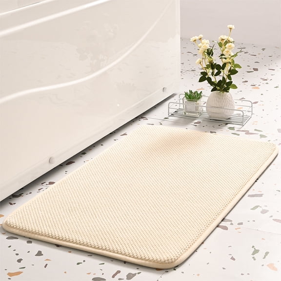 UttpKLBx Quick-Dry Soft Chenille Bathroom Mat Bath Mat Rug Set Absorbent Bath Mats Quick Dry Non-Slip Bathroom Mats, Modernized Bath Mat (Beige)