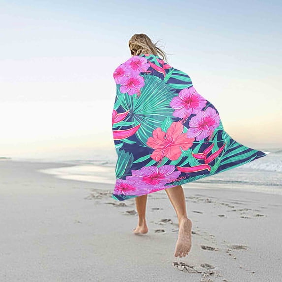 UttpKLBx Quick Dry Tropical Beach Towel - Microfiber Highly Absorbent Sandproof Oversized Towel for Summer Pool Travel (27x59 in)