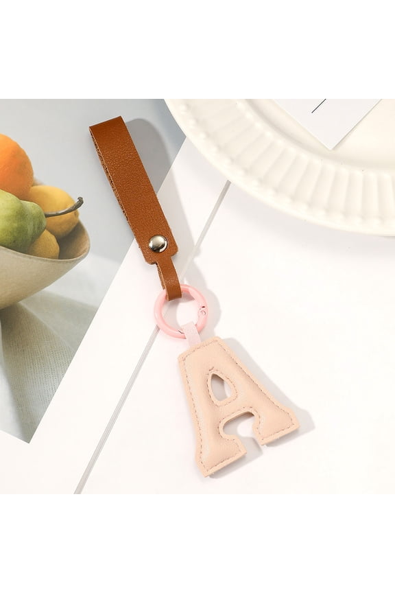 Sales Today Clearance 2024 New Leather English Letter Keychain Hanger Car Keychain Bag Accessories Teacher Supplies & Gifts (A)