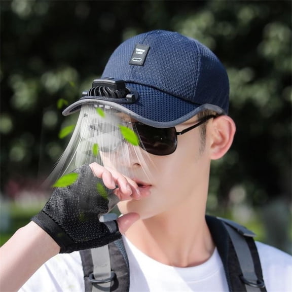 UttpKLBx Solar Powered Fan Baseball Cap Rechargeable Cooling Hat for Men Summer Outdoor Camping Beach Gardening, Lightweight UV Protection Sun Hat for Hot Days