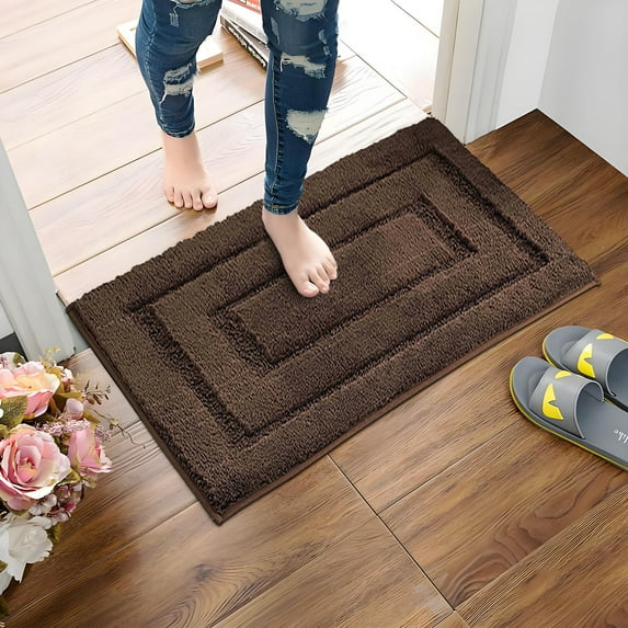 UttpKLBx Thick Bath Rug Carpet Super Absorbent Bath Mat Non Slip Bathroom Rug Machine Washable Shower Mat, Shower Mat for Outside Shower (Coffee)