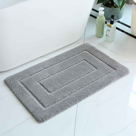 UttpKLBx Thick Plush Bath Rugs for Shower Extra Thick and Super Absorbent Bath Rugs Water Resistant Bathroom Mat Toilet Seat Covers for Bathroom, Kid Bathroom Accessories (Gray)