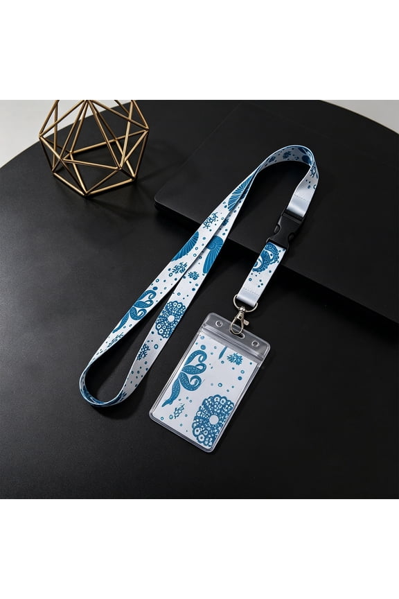 White Polyester Lanyard, Breakaway Strap with ID Card Holder for Employee Badge, Key, and Name Tag for Work and Travel