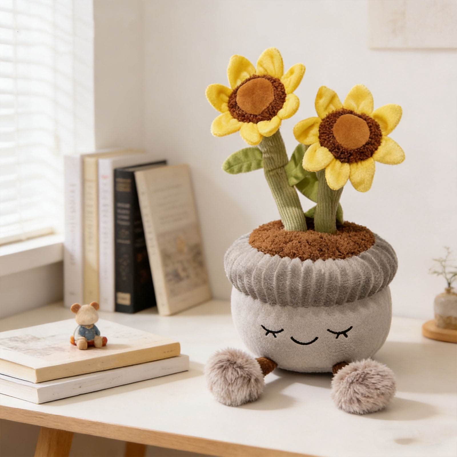 UttpKLBx&nbsp;Cute Sunflower Potted Plant Plush Toy 6IN, Soft Stuffed Flower Doll for Desk Decor, Girl‘s Birthday Gift, Easter, Valentine’s Day, Room Ornament (A)