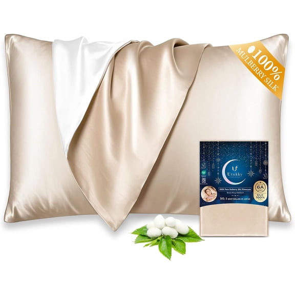 Utukky 100% Mulberry Silk Pillowcase 22 Momme - Ultra Premium 6A Grade Silk Pill