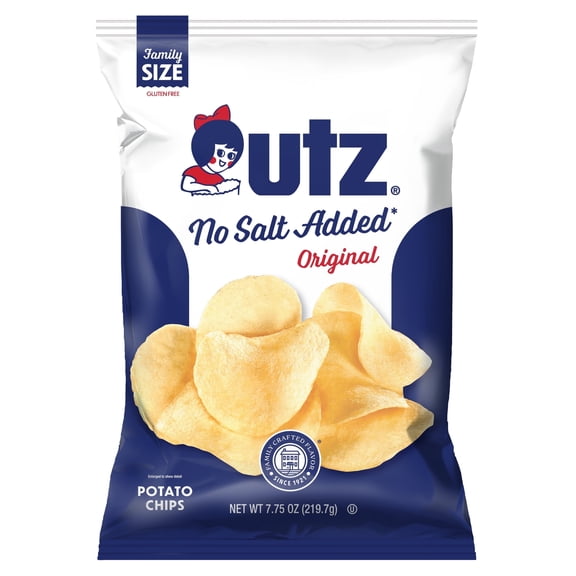 Utz No Salt Added Potato Chips, 7.75 oz. - Pack of 14