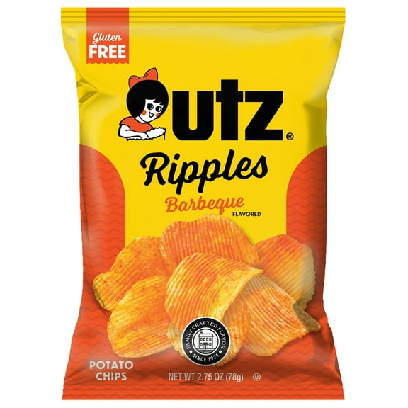 Utz Barbeque Ripples Potato Chips, Gluten-Free, 2.75 oz Bag