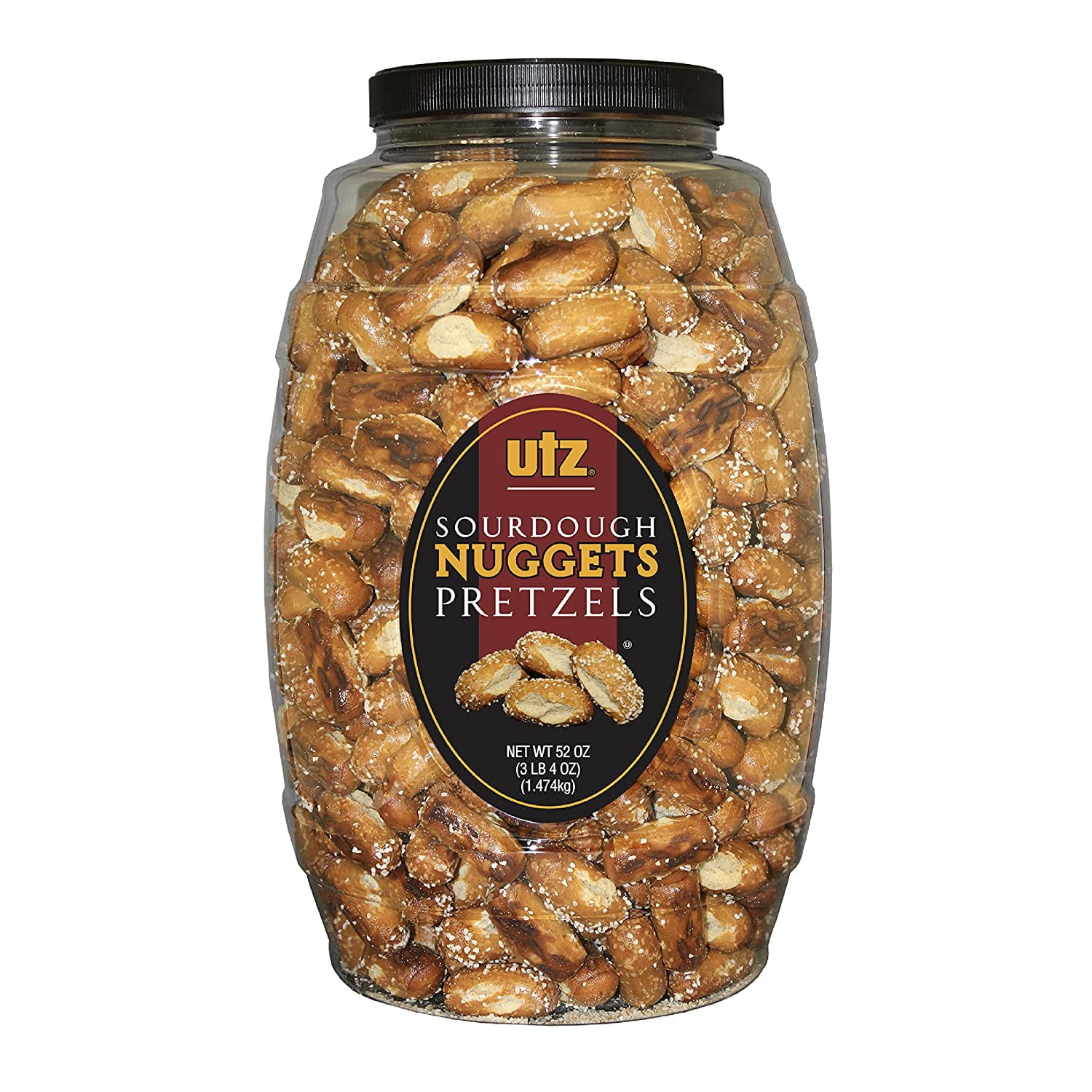 Utz Bite-Size Nuggets Pretzels with Classic Sourdough Flavor 52 oz. Barrel  Perfectly Salted with Zero Cholesterol per Serving
