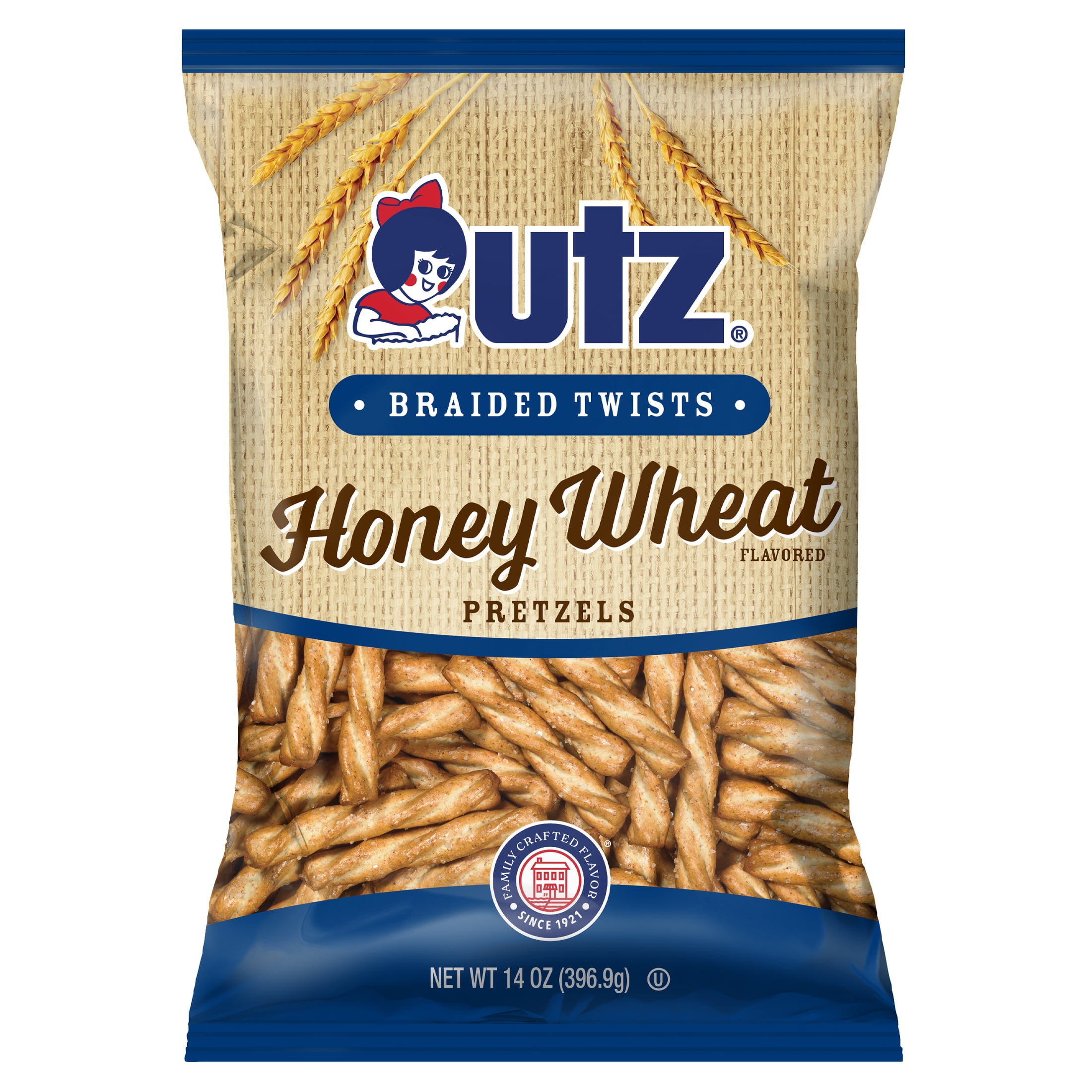 Utz Braided Twists Honey Wheat Pretzels, 14 oz Bag