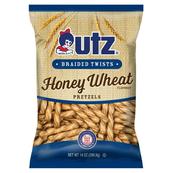 Utz Braided Twists Honey Wheat Pretzels, 14 oz Bag